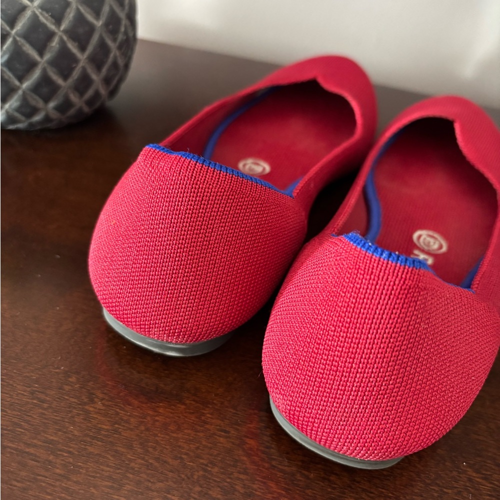 Rothy's Vibrant Red Flats with Blue Trim - Picture 4 of 4